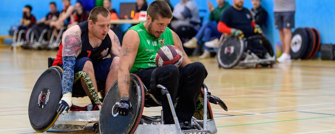 Saints Wheelchair Rugby side in action