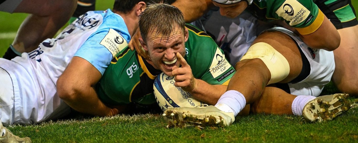 Alex Waller of Northampton Saints against Bayonne.