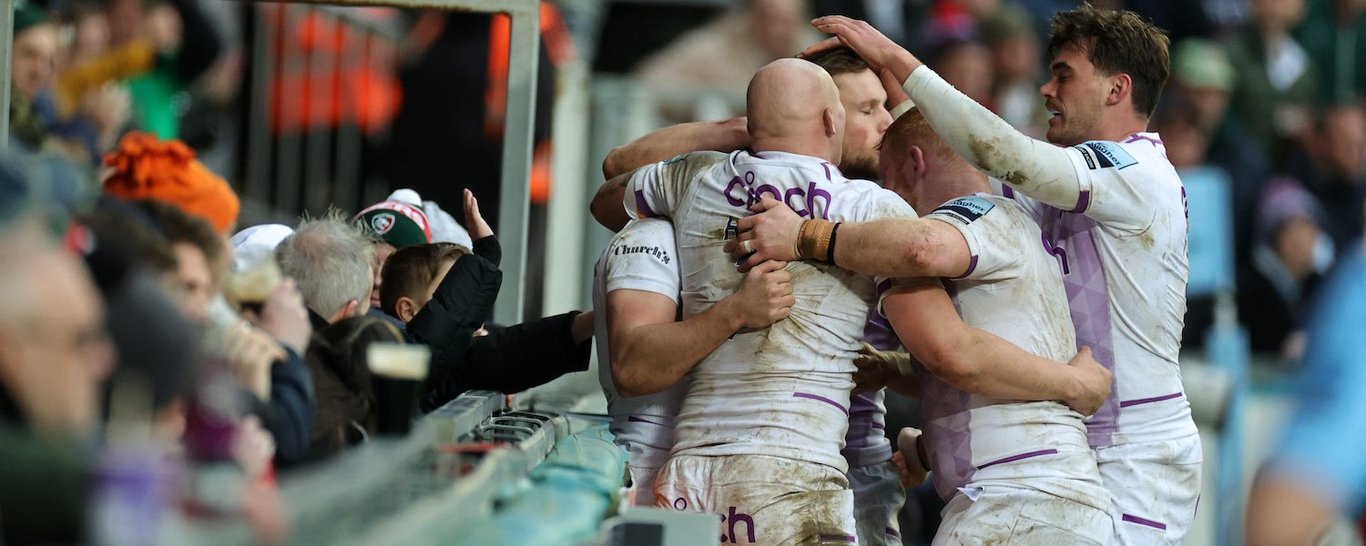 Northampton Saints celebrate a try