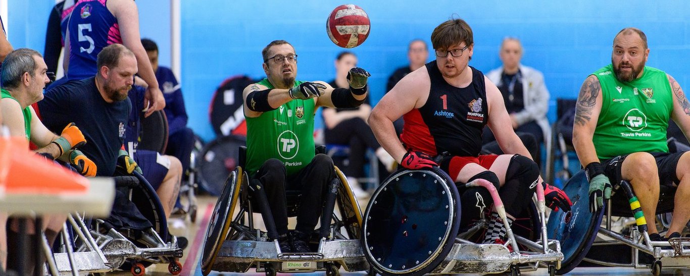 Saints Wheelchair Rugby side in action