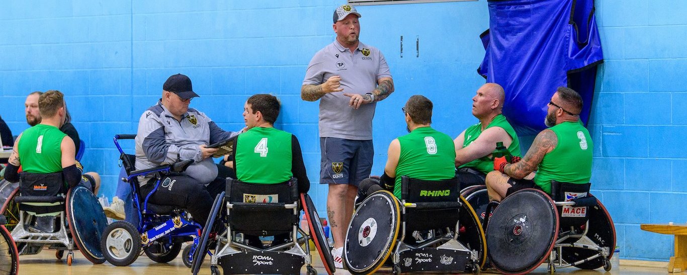 Saints Wheelchair Rugby side in action