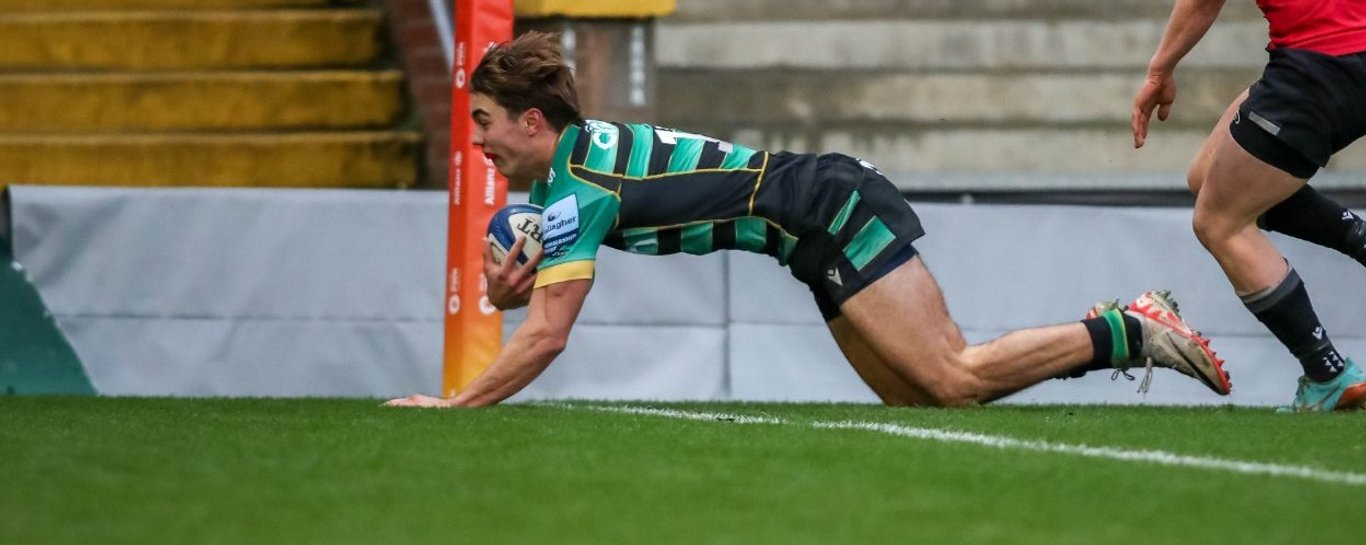 Action from Northampton Saints Under-18s Academy against Newcastle Falcons.