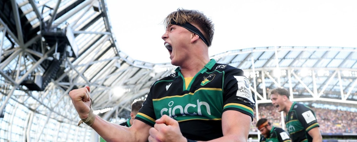 Northampton Saints celebrate victory over Leinster.