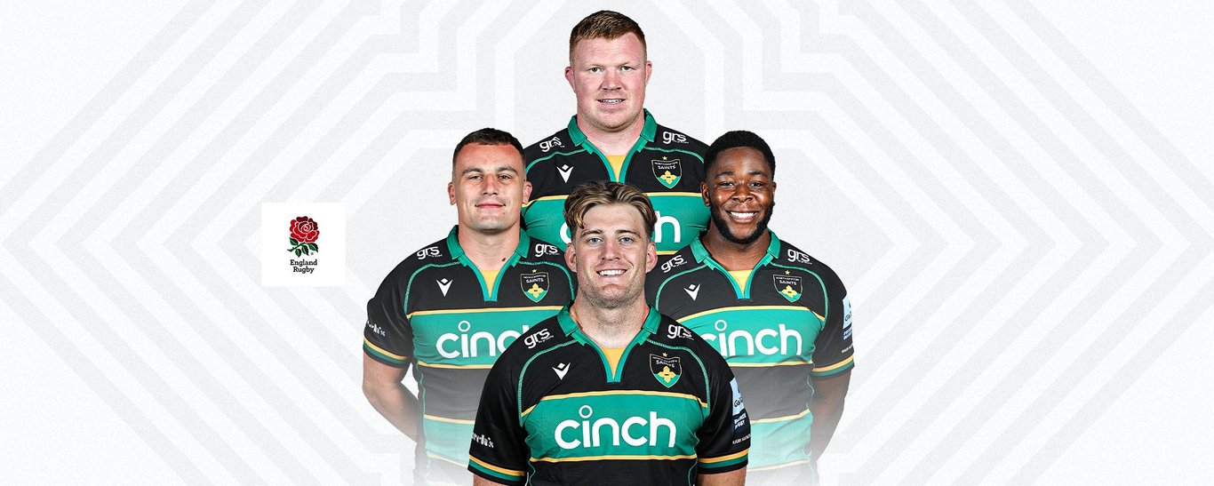 Emmanuel Iyogun, Curtis Langdon, Trevor Davison and Alex Coles of Northampton Saints and England.