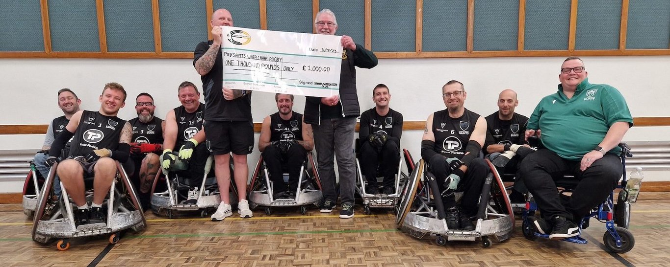 Saints Supporters Club made a £1,000 donation to Saints Wheelchair Rugby