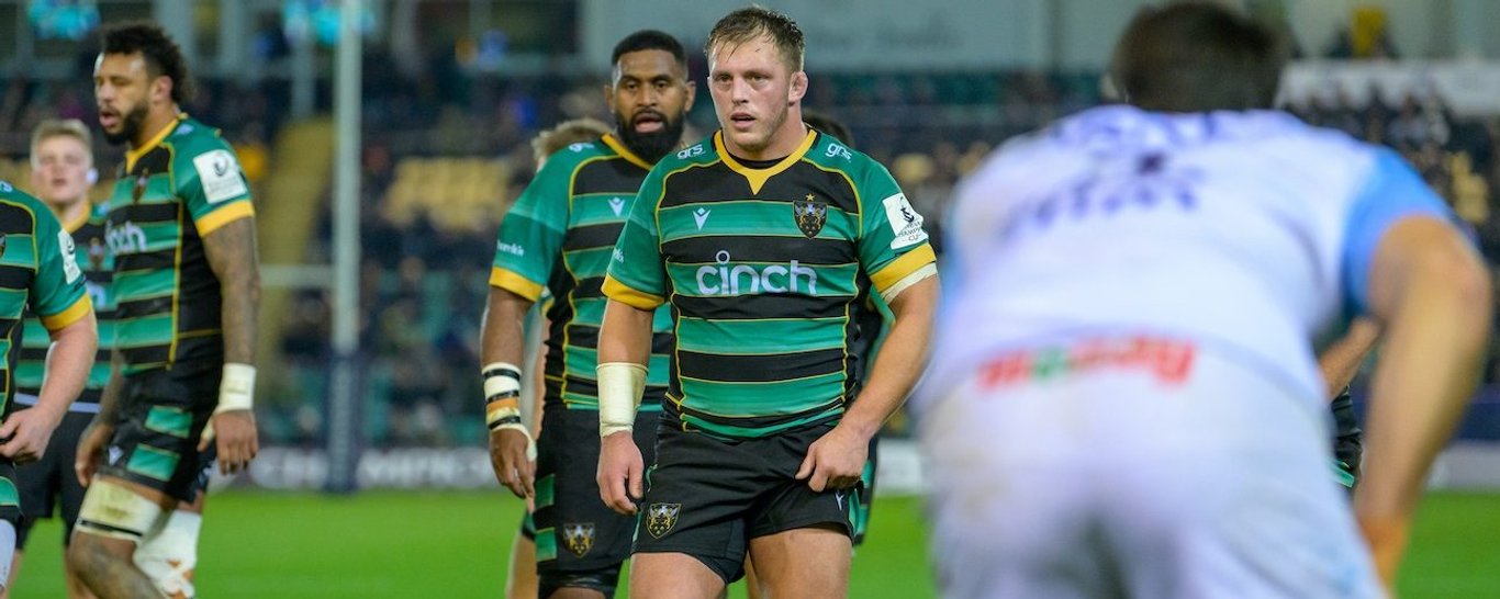 Alex Waller of Northampton Saints against Bayonne.