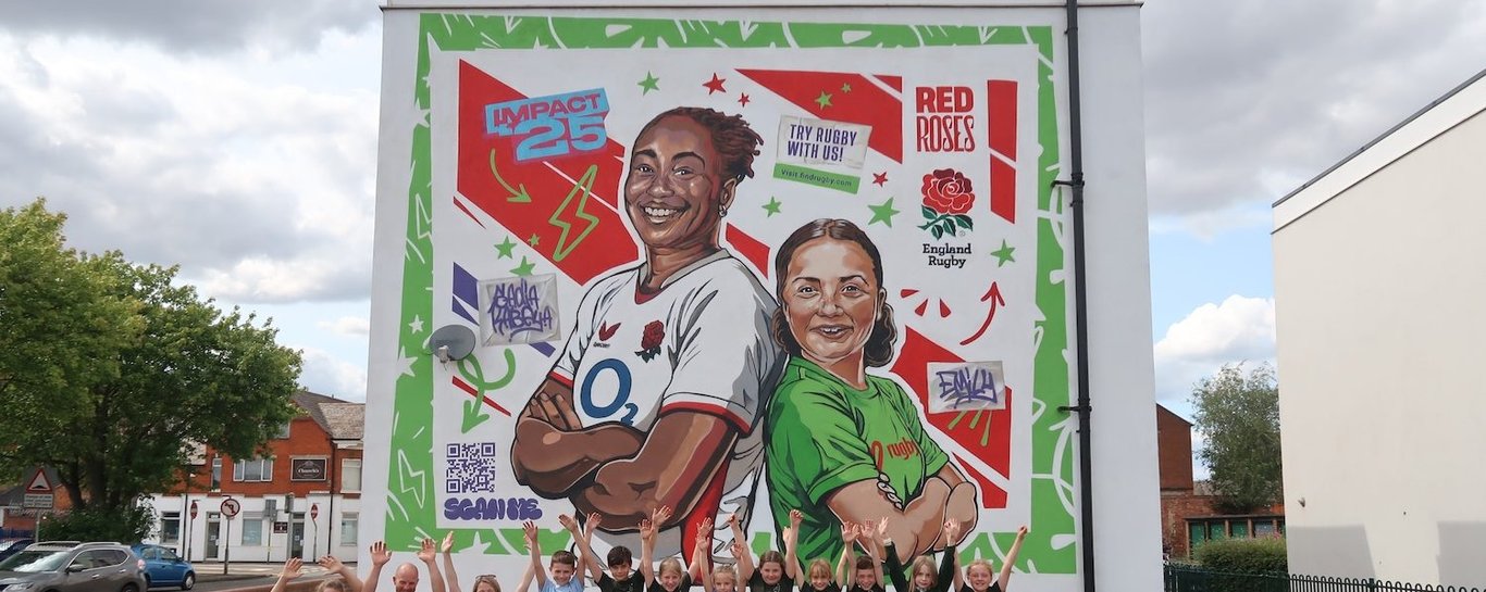 The Sadia Kabeya Rugby World Cup 2025 artwork that now features in Northampton.
