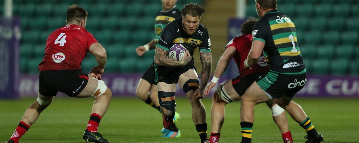 Teimana Harrison in action for Northampton Saints against Ulster