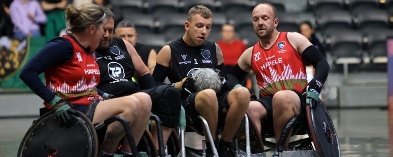 Saints Wheelchair Rugby side in action