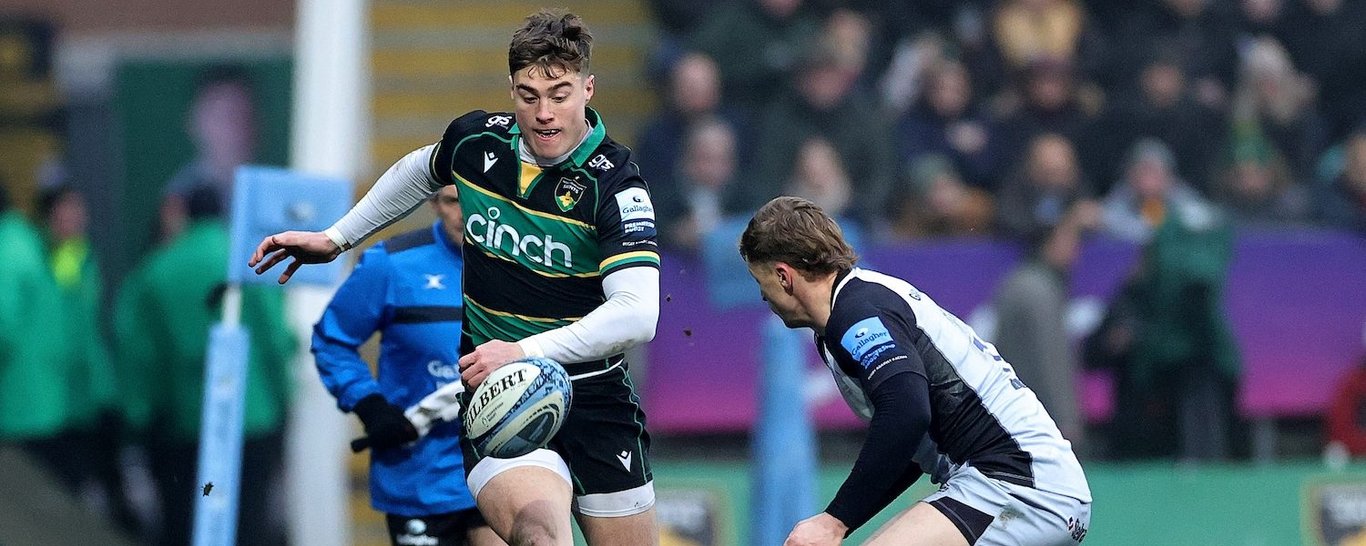 Tommy Freeman of Northampton Saints against Newcastle Falcons.