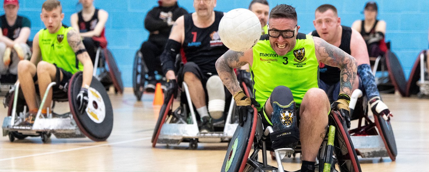 Gerry Mac in action for Saints Wheelchair Rugby