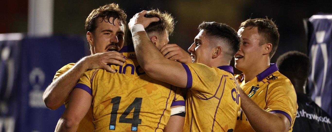 Northampton Saints celebrate a try