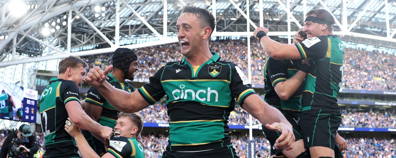 Northampton Saints celebrate reaching the Investec Champions Cup Final.