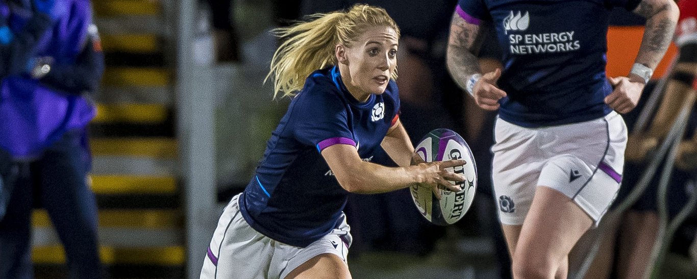 Loughborough Lightning's Jenny Maxwell features for Scotland.