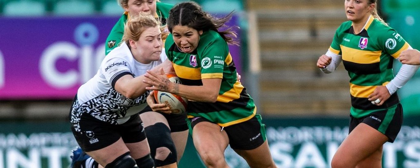 Kathryn Treder carries for Loughborough Lightning against Bristol Bears.
