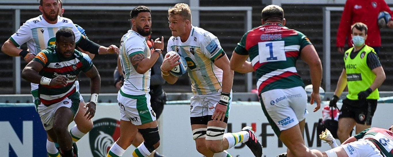 David Ribbans in action for Northampton Saints against Leicester Tigers