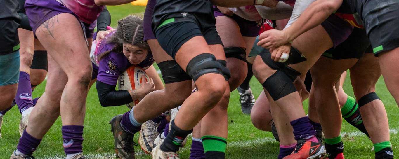 Kathryn Treder of Loughborough Lightning scores against Harlequins.