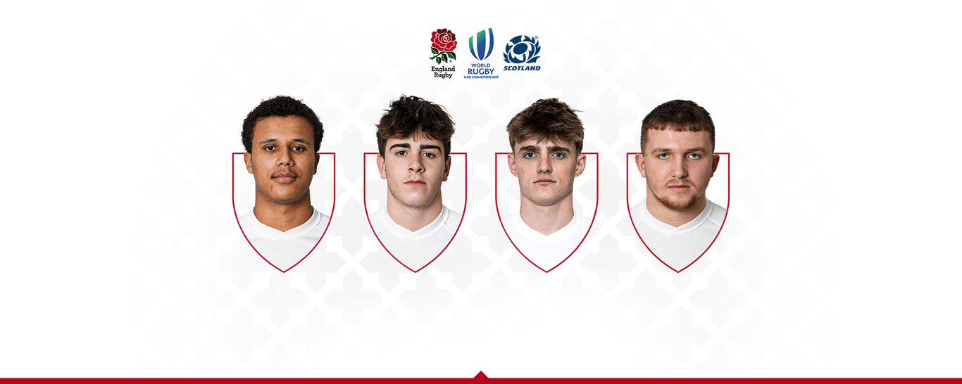 Aiden Ainsworth-Cave, Jonny Weimann, Archie McParland and Ollie Scola of Saints and England U20