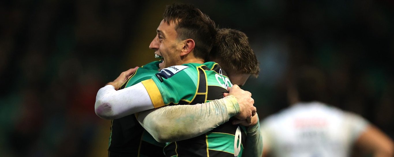 Northampton Saints celebrate a try
