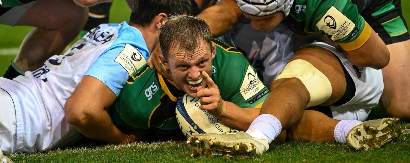 Alex Waller of Northampton Saints against Bayonne.