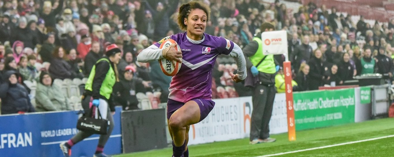 Bulou Mataitoga of Loughborough Lightning against Gloucester-Hartpury.