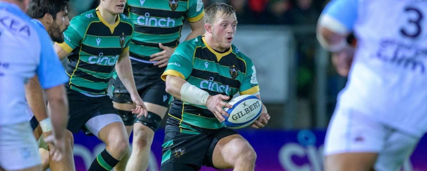 Alex Waller of Northampton Saints against Bayonne.