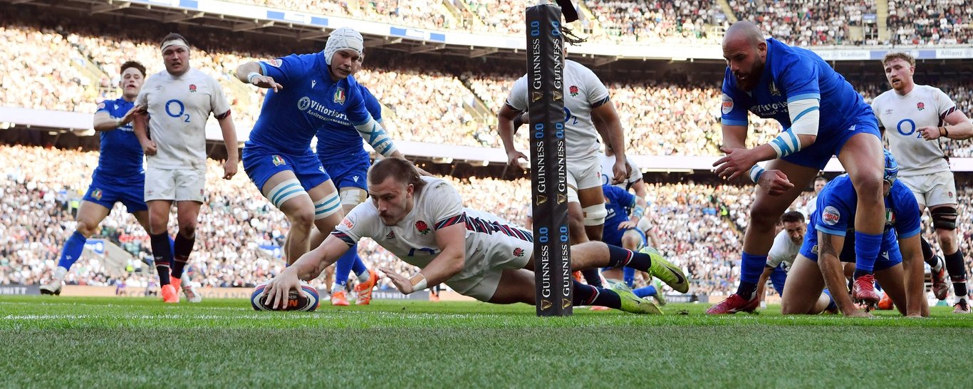 Northampton Saints’ Ollie Sleightholme features for England.