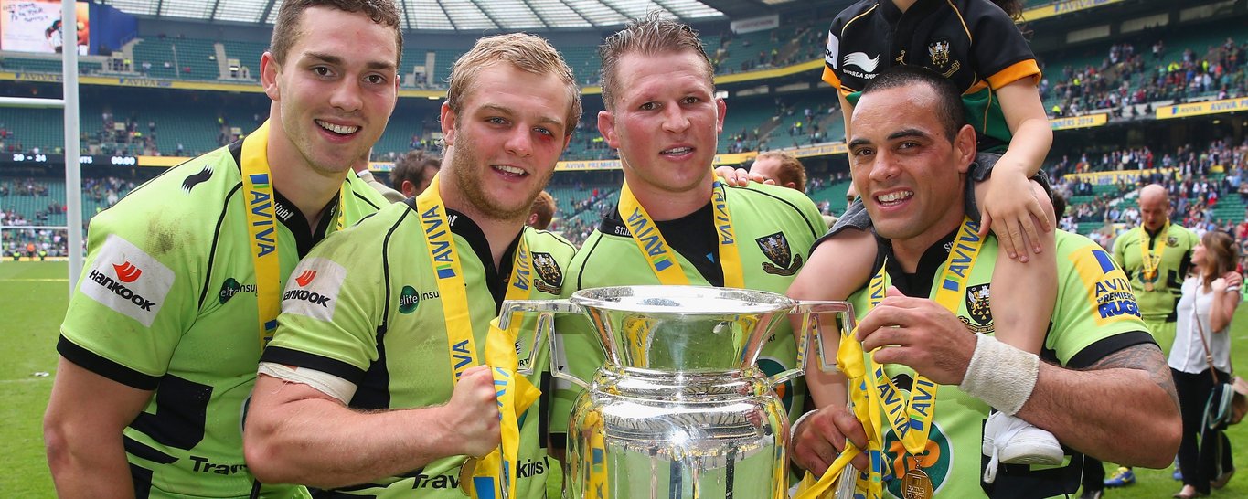 George North, Mikey Haywood, Dylan Hartley and Kahn Fotuali'i