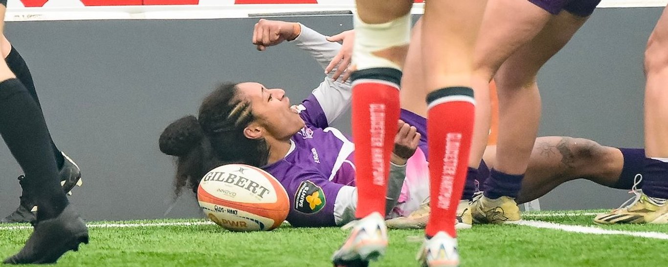 Bulou Mataitoga of Loughborough Lightning against Gloucester-Hartpury.