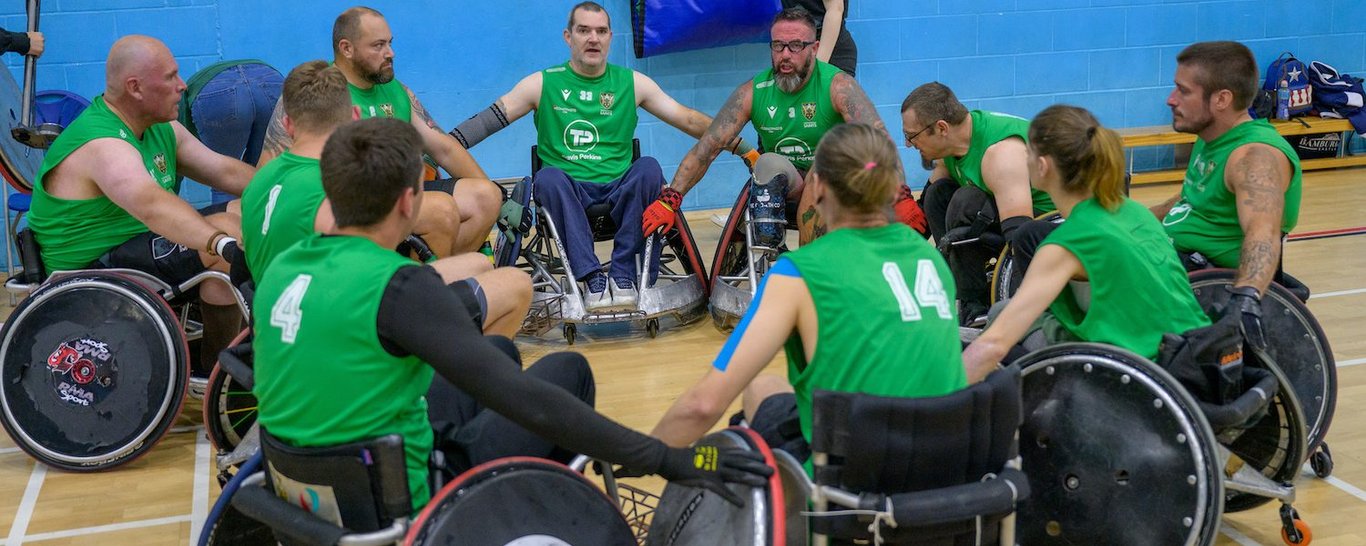 Saints Wheelchair Rugby side in action