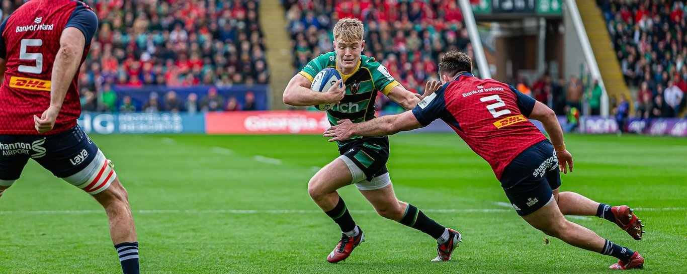Fin Smith of Northampton Saints against Munster.