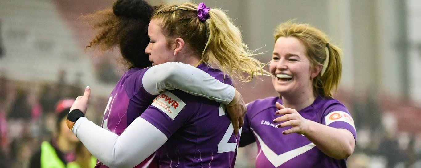 Bulou Mataitoga, Carmela Morrall and Daisy Hibbert-Jones of Loughborough Lightning against Gloucester-Hartpury.