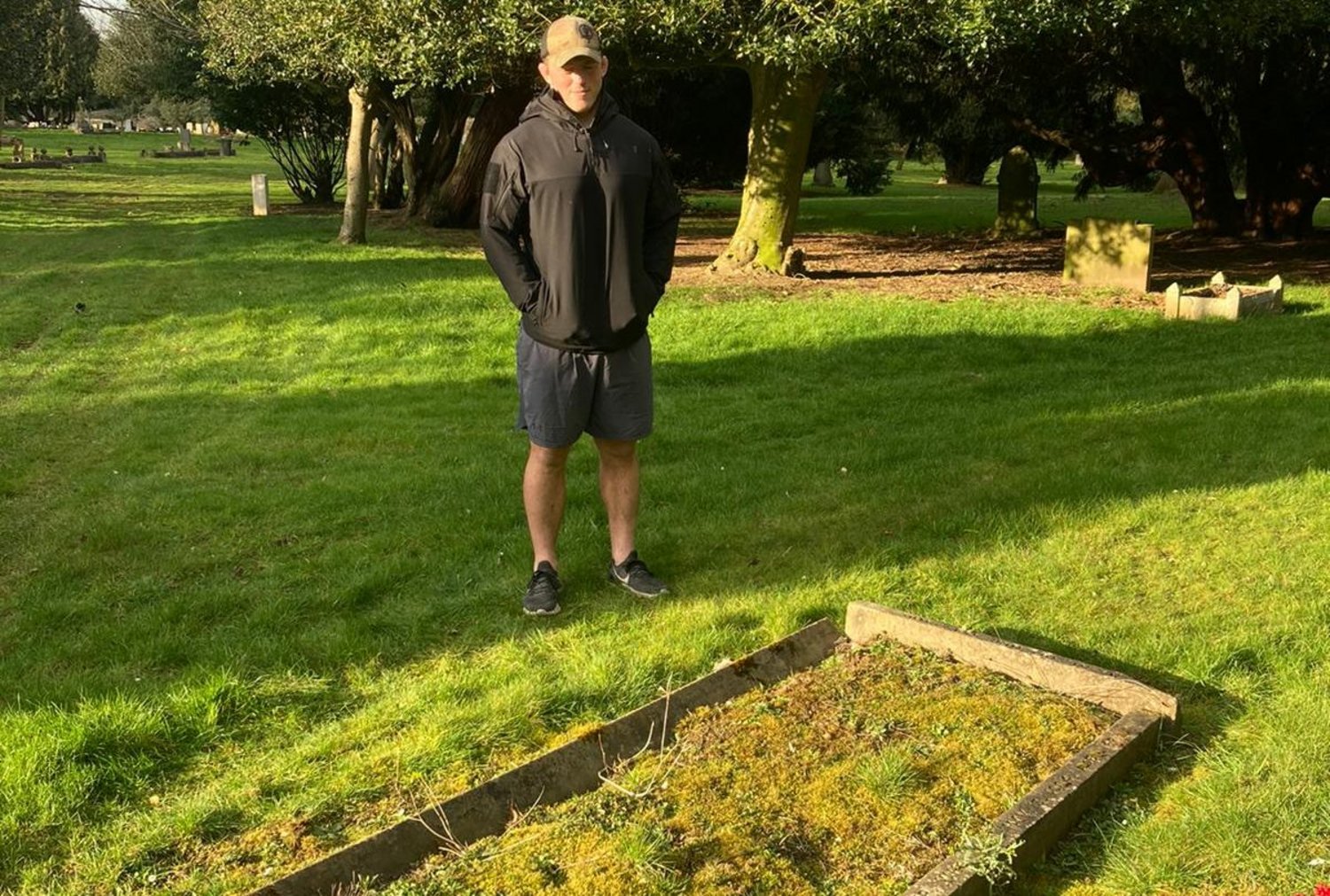 Saints captain Alex Waller visited Dallington Cemetery