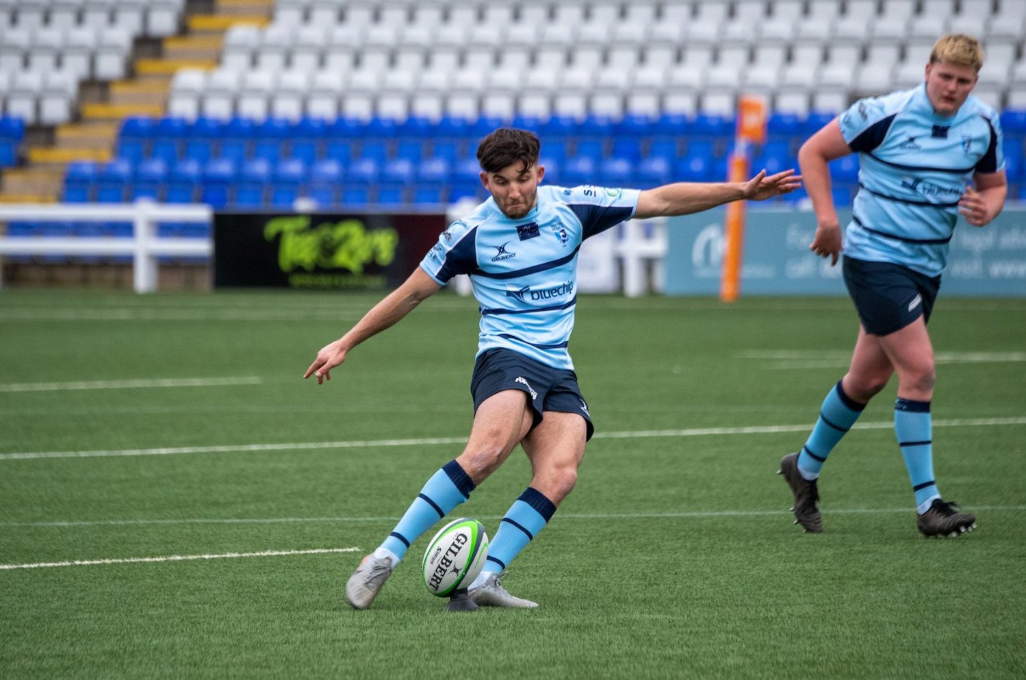 Northampton Saints' Tommy Mathews kicks a penalty for Bedford Blues