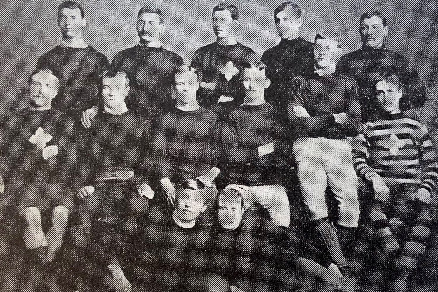 Northampton Saints in 1886; Jim Barker is back row, far right