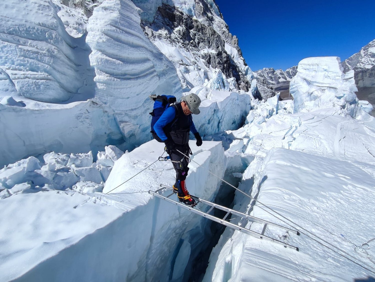 Former Saint Arthur Prestidge summited Mount Everest for a second time in May, flying a Northampton flag at the top.