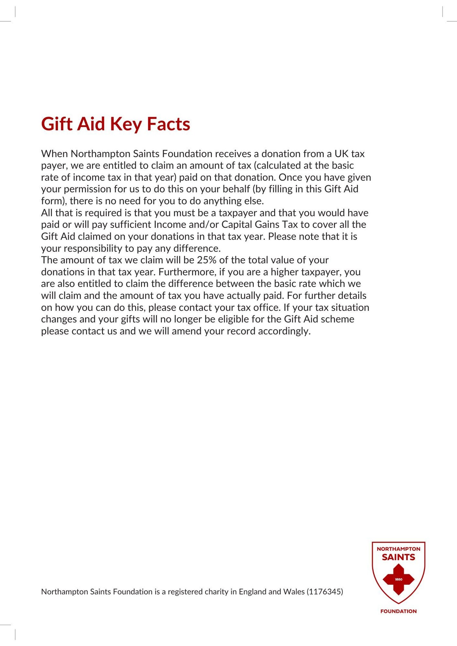 Gift aid t&c