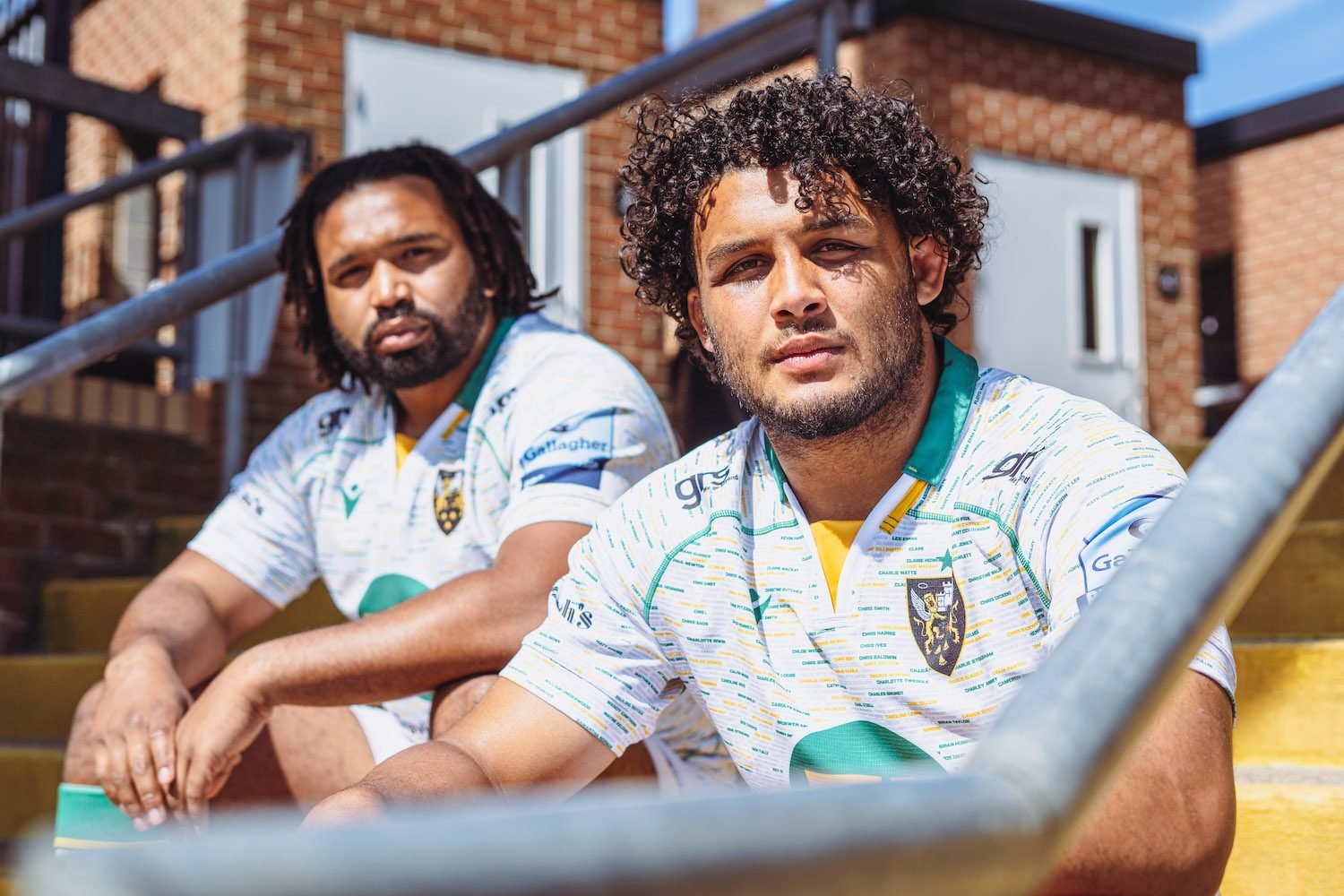 Lewis Ludlam and Danny Hobbs-Awoyemi model Northampton Saints‘ 2021/22 Away Kit