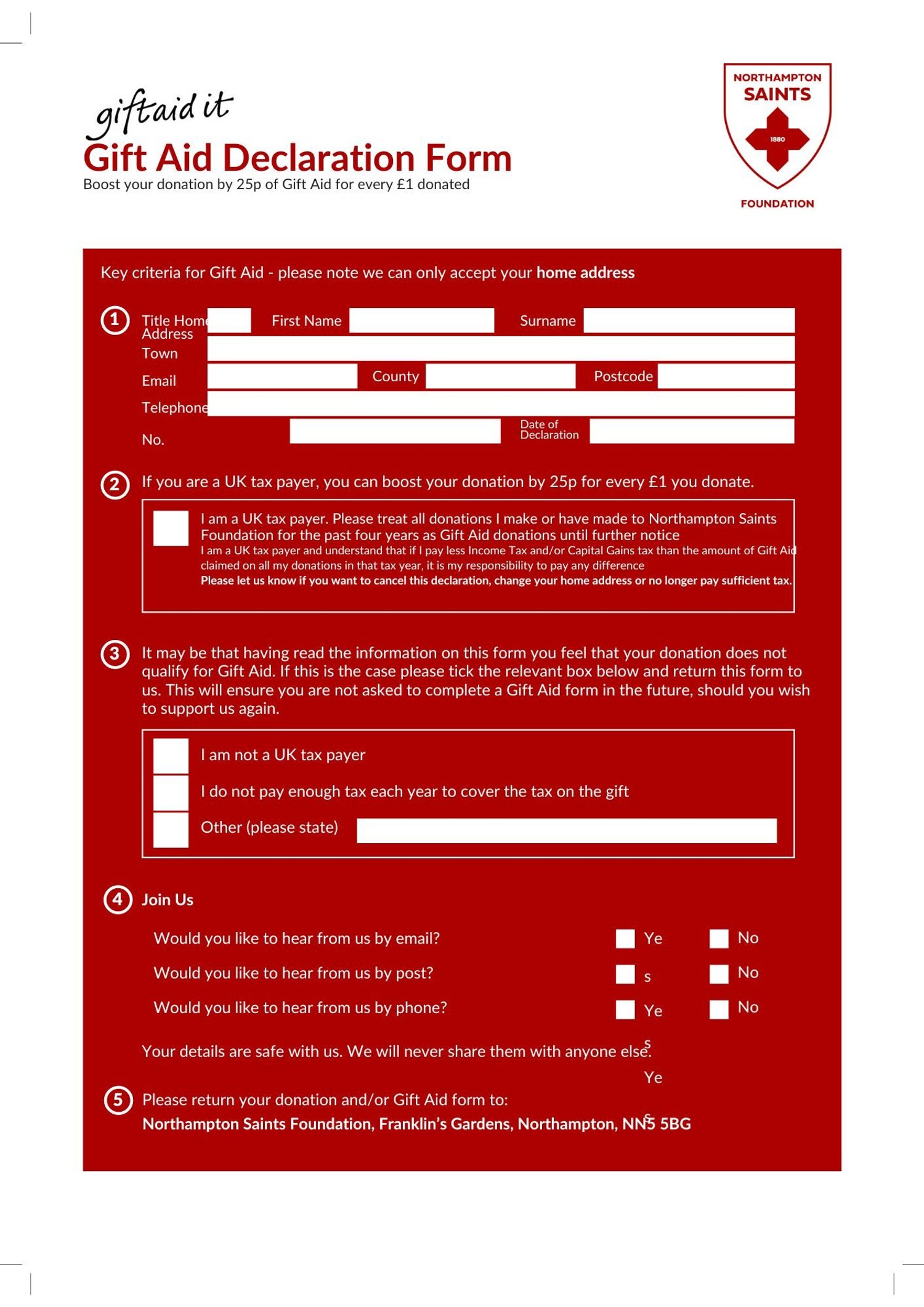 Gift Aid Declaration Form