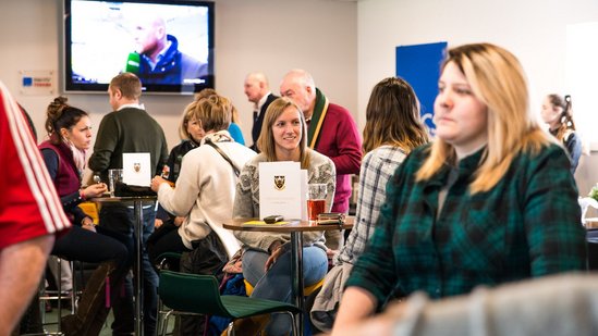 Enjoy hospitality in the Legends Lounge at Franklin’s Gardens