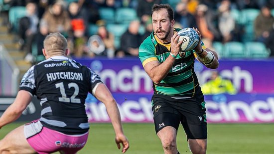 Burger Odendaal of Northampton Saints against Newcastle Falcons.