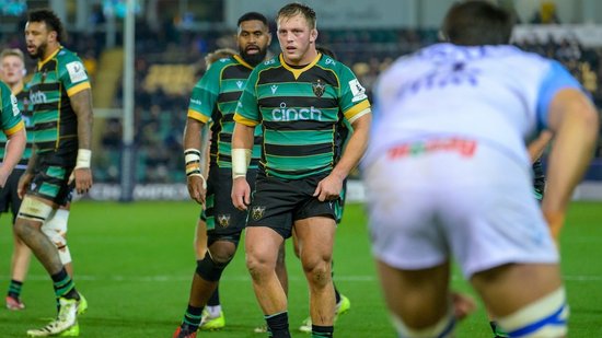 Alex Waller of Northampton Saints against Bayonne.