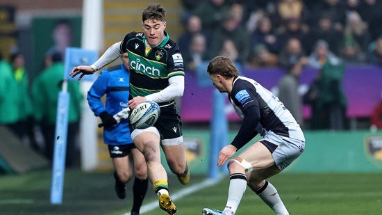 Tommy Freeman of Northampton Saints against Newcastle Falcons.