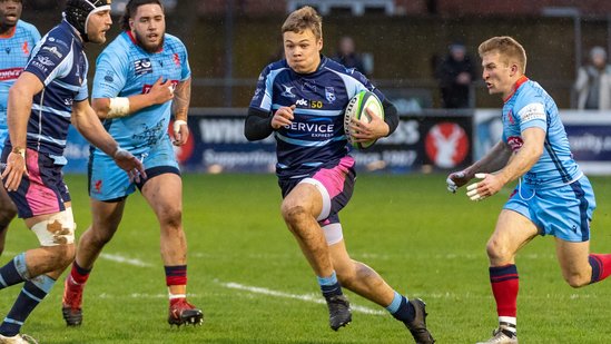 Northampton Saints' Tom Litchfield in action for Bedford Blues.