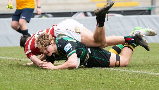 Northampton U18 Academy in action against Leicester Tigers.