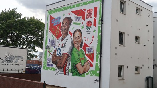 The Sadia Kabeya Rugby World Cup 2025 artwork that now features in Northampton.