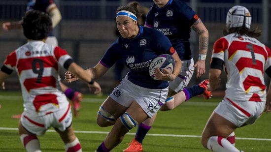 Loughborough Lightning's Rachael Malcolm features for Scotland.