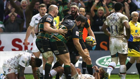 Tom Wood scores an iconic try for Northampton Saints