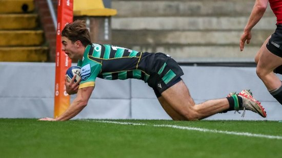 Action from Northampton Saints Under-18s Academy against Newcastle Falcons.