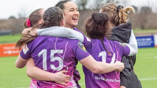 Loughborough Lightning celebrate their victory over Bristol Bears.